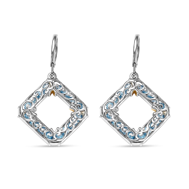 EverTrue Sky Blue Topaz 7.10 ctw Earrings in 18K YG Plated and Platinum Bond