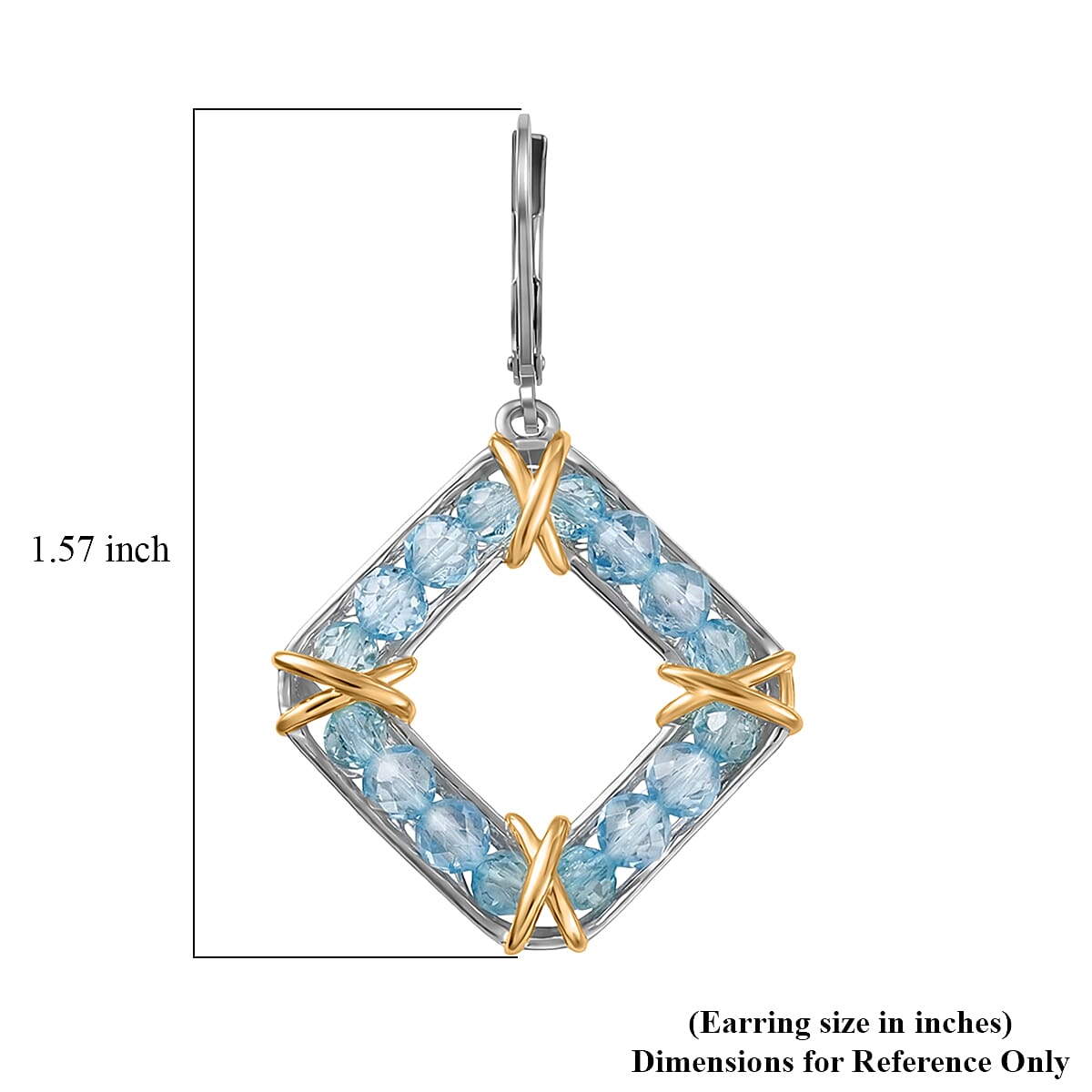 EverTrue Sky Blue Topaz 7.10 ctw Earrings in 18K YG Plated and Platinum Bond