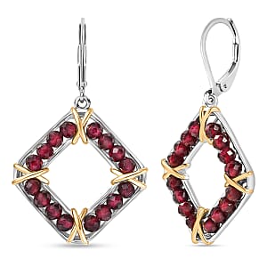 EverTrue Mozambique Garnet 10.00 ctw Earrings in 18K YG Plated and Platinum Bond