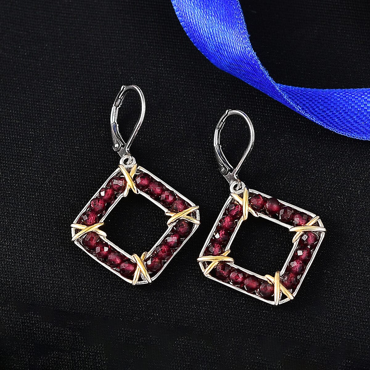 EverTrue Mozambique Garnet 10.00 ctw Earrings in 18K YG Plated and Platinum Bond image number 1