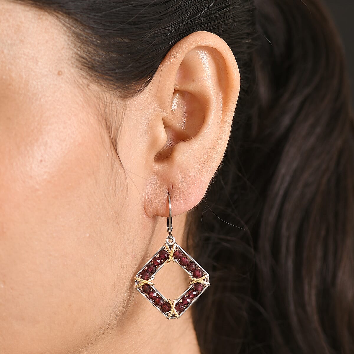 EverTrue Mozambique Garnet 10.00 ctw Earrings in 18K YG Plated and Platinum Bond image number 2
