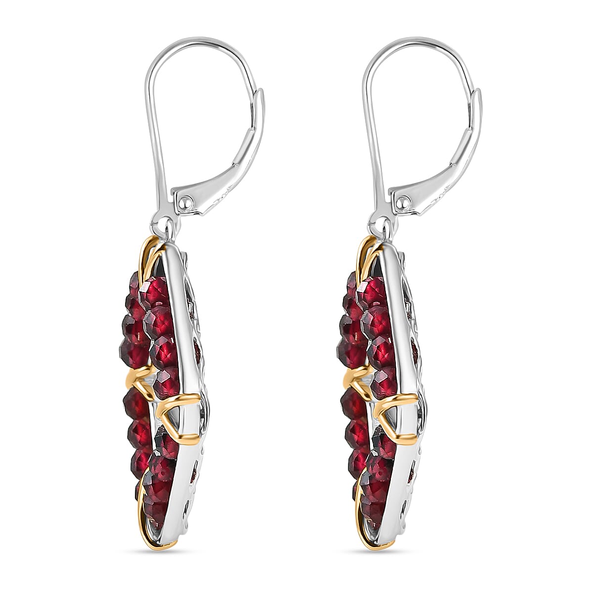 EverTrue Mozambique Garnet 10.00 ctw Earrings in 18K YG Plated and Platinum Bond image number 3