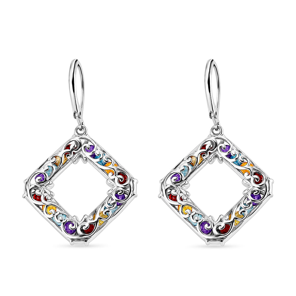 EverTrue Multi Gemstone 8.30 ctw Earrings in 18K YG Plated and Platinum Bond