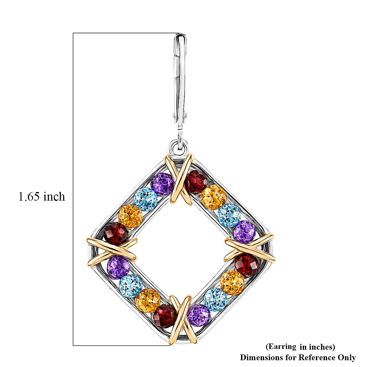 EverTrue Multi Gemstone 8.30 ctw Earrings in 18K YG Plated and Platinum Bond