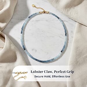 Doorbuster D'Joy Premium Multi Aquamarine 90.00 ctw Beaded Necklace in 18K Vermeil Yellow Gold Over Sterling Silver 18-20 Inches