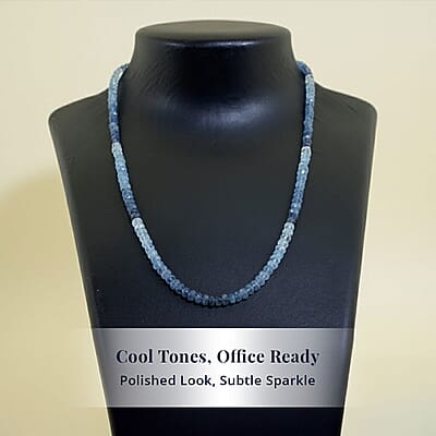 D'Joy Premium Multi Aquamarine 90.00 ctw Beaded Necklace in 18K Vermeil Yellow Gold Over Sterling Silver 18-20 Inches