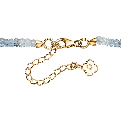 D'Joy Premium Multi Aquamarine 90.00 ctw Beaded Necklace in 18K Vermeil Yellow Gold Over Sterling Silver 18-20 Inches
