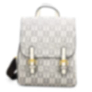 La Marey White and Gray FN Pattern Backpack with Shoulder Strap