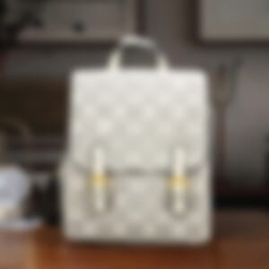 La Marey White and Gray FN Pattern Backpack with Shoulder Strap