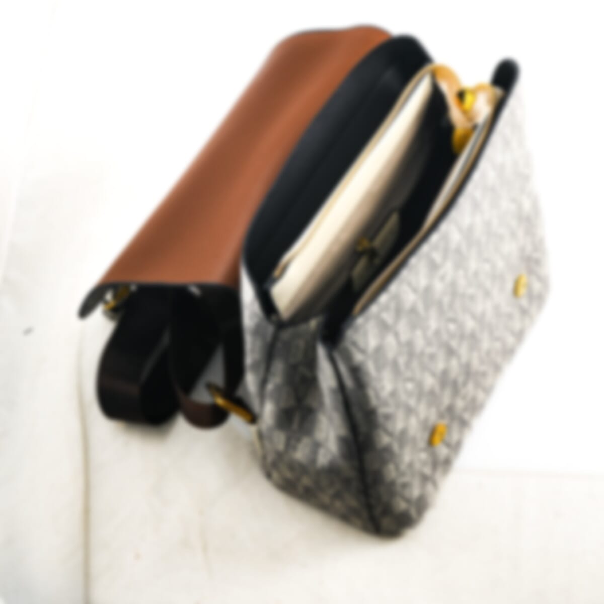 La Marey White and Gray FN Pattern Backpack with Shoulder Strap image number 2