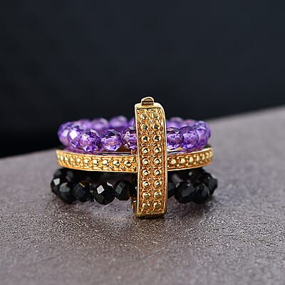 EverTrue African Amethyst and Thai Black Spinel 11.50 ctw Ring in 18K YG Plated (Size 11.0)