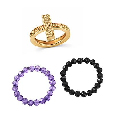 EverTrue African Amethyst and Thai Black Spinel 11.50 ctw Ring in 18K YG Plated (Size 11.0)