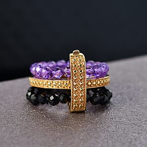 EverTrue African Amethyst and Thai Black Spinel 11.50 ctw Ring in 18K YG Plated (Size 5.0)