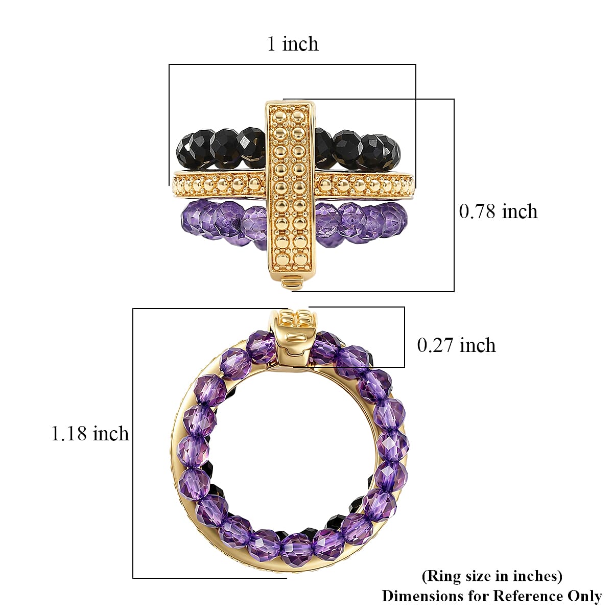 EverTrue African Amethyst and Thai Black Spinel 11.50 ctw Ring in 18K YG Plated (Size 6.0) image number 6