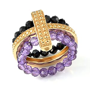 EverTrue African Amethyst and Thai Black Spinel 11.50 ctw Ring in 18K YG Plated (Size 7.0)