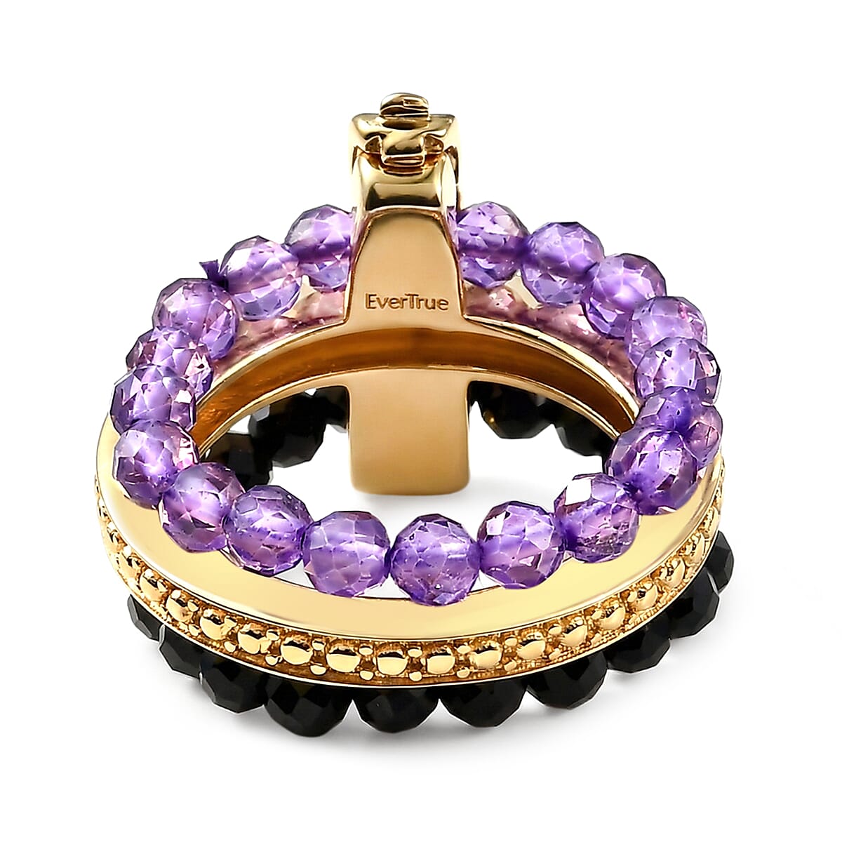 EverTrue African Amethyst and Thai Black Spinel 11.50 ctw Ring in 18K YG Plated (Size 7.0) image number 4
