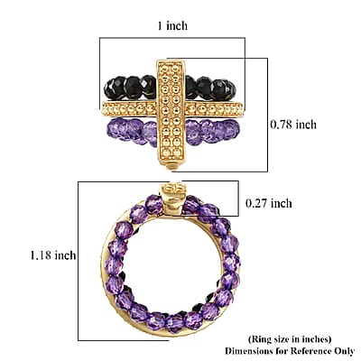 EverTrue African Amethyst and Thai Black Spinel 11.50 ctw Ring in 18K YG Plated (Size 7.0)