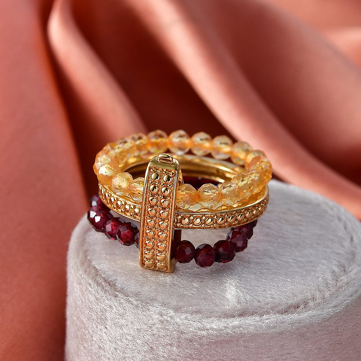 EverTrue Mozambique Garnet and Brazilian Citrine 13.25 ctw Ring in 18K YG Plated (Size 5.0) image number 1