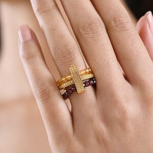 EverTrue Mozambique Garnet and Brazilian Citrine 13.25 ctw Ring in 18K YG Plated (Size 7.0)
