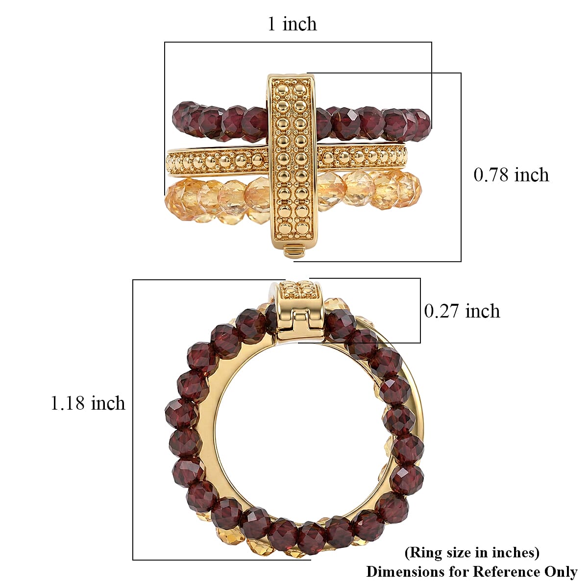 EverTrue Mozambique Garnet and Brazilian Citrine 13.25 ctw Ring in 18K YG Plated (Size 7.0) image number 6