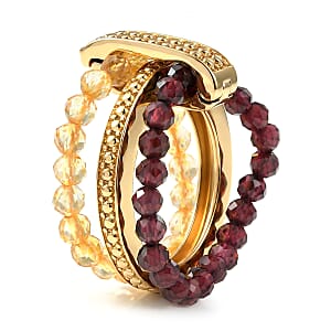EverTrue Mozambique Garnet and Brazilian Citrine 13.25 ctw Ring in 18K YG Plated (Size 8.0)