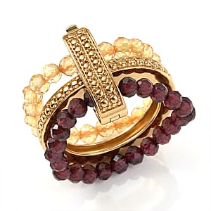 EverTrue Mozambique Garnet and Brazilian Citrine 13.25 ctw Ring in 18K YG Plated (Size 9.0)