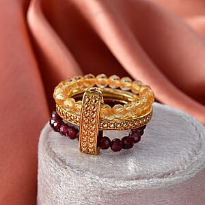 EverTrue Mozambique Garnet and Brazilian Citrine 13.25 ctw Ring in 18K YG Plated (Size 9.0)