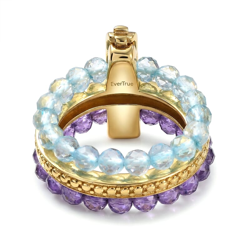 EverTrue African Amethyst and Sky Blue Topaz 11.10 ctw Ring in 18K YG Plated (Size 5.0)