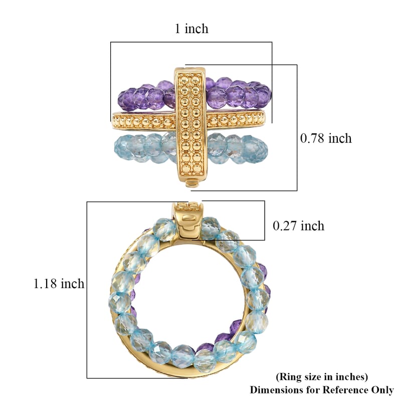 EverTrue African Amethyst and Sky Blue Topaz 11.10 ctw Ring in 18K YG Plated (Size 5.0)