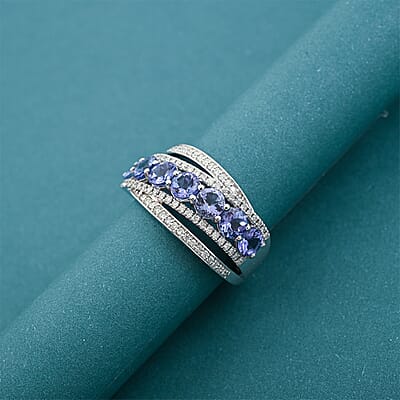 Modani Tanzanite and Diamond 1.80 ctw Ring in 14K White Gold (Size 10.0) 4.69 Grams