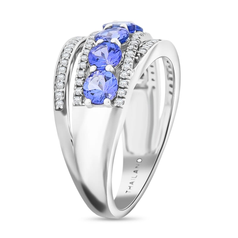 Modani Tanzanite and Diamond 1.80 ctw Ring in 14K White Gold (Size 10.0) 4.69 Grams
