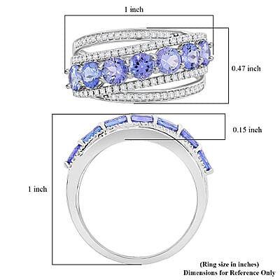 Modani Tanzanite and Diamond 1.80 ctw Ring in 14K White Gold (Size 10.0) 4.69 Grams