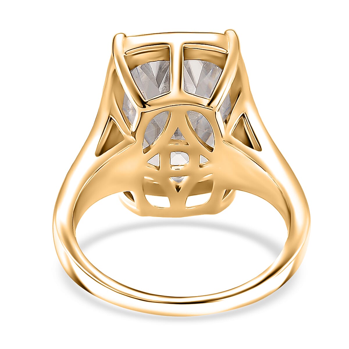 D'Joy Old Mine Cut Moissanite (Cush 16x11mm) Ring in 18K Vermeil YG Over Sterling Silver (Size 5.0) 10.00 ctw image number 4
