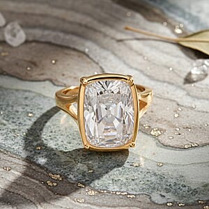 D'Joy Old Mine Cut Moissanite 10.00 ctw Ring in 18K Vermeil Yellow Gold Over Sterling Silver (Size 7.0)