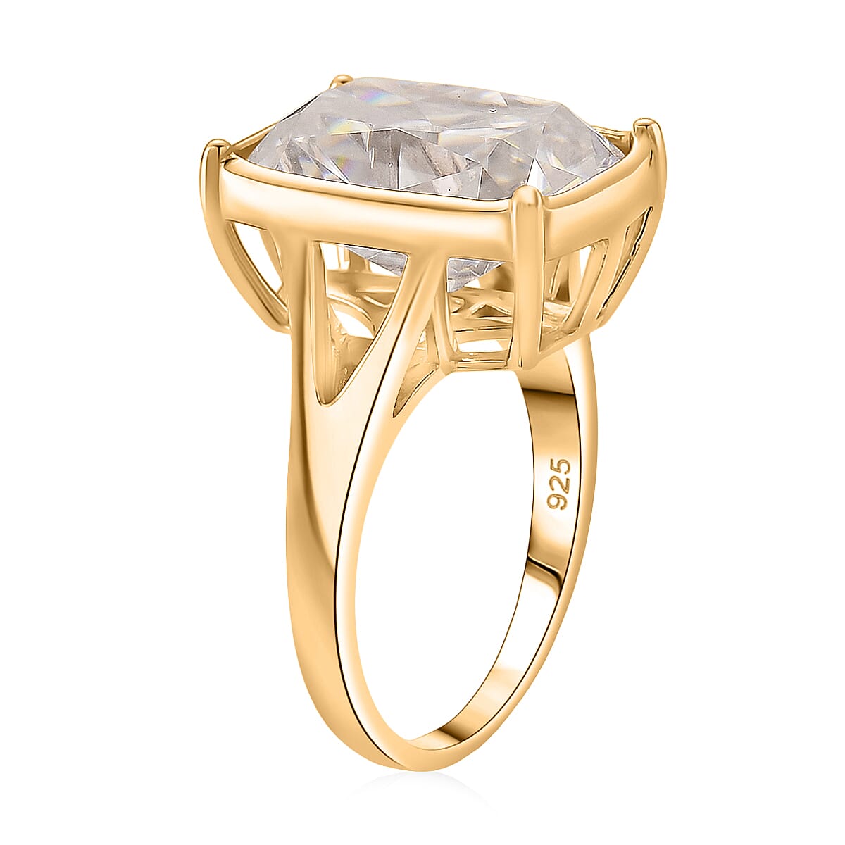 D'Joy Old Mine Cut Moissanite 10.00 ctw Ring in 18K Vermeil Yellow Gold Over Sterling Silver (Size 7.0) image number 3