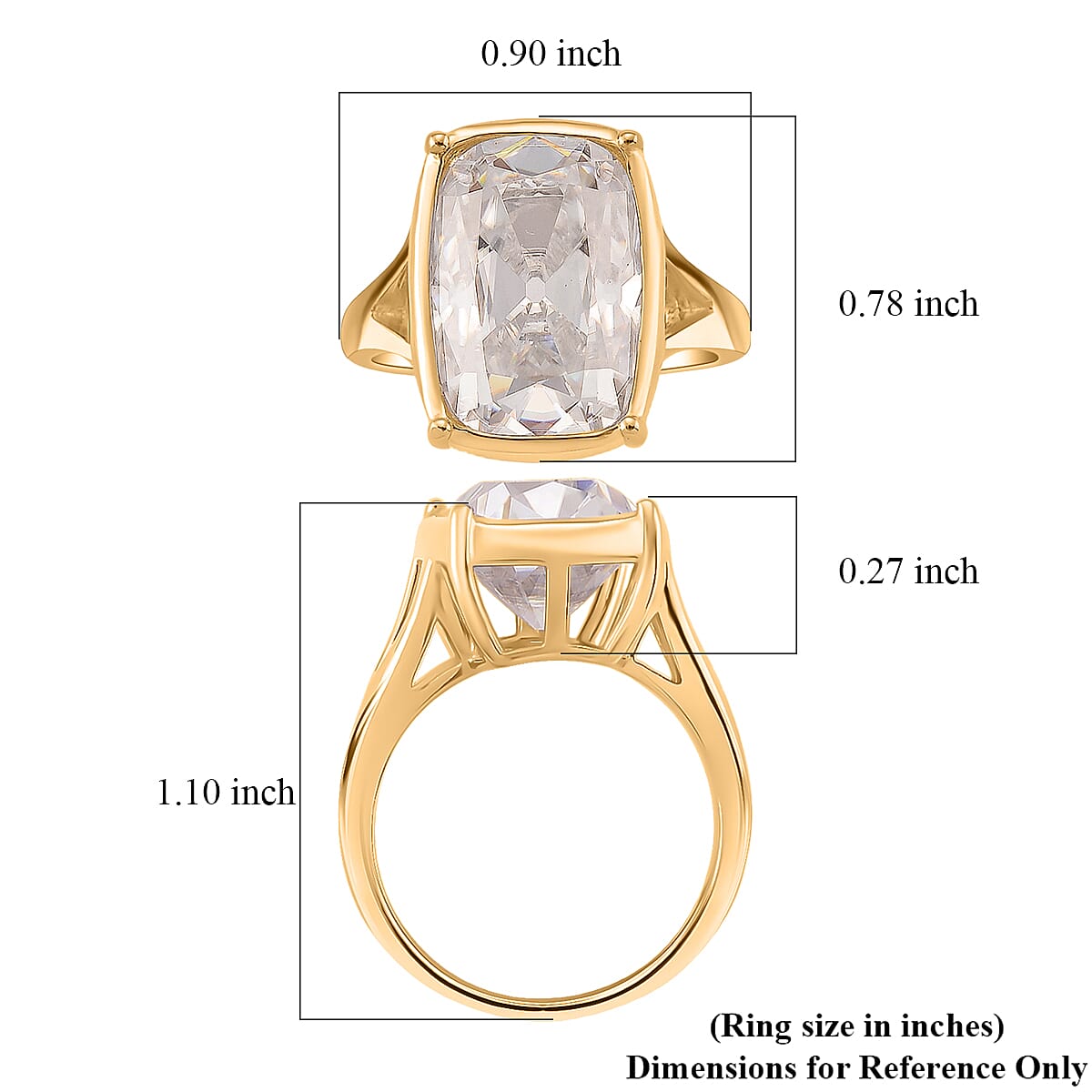 D'Joy Old Mine Cut Moissanite 10.00 ctw Ring in 18K Vermeil Yellow Gold Over Sterling Silver (Size 7.0) image number 5