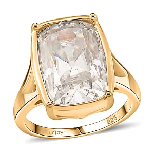 D'Joy Old Mine Cut Moissanite (Cush 16x11mm) Ring in 18K Vermeil YG Over Sterling Silver (Size 8.0) 10.00 ctw