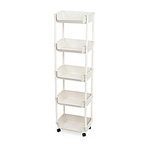 Closeout Beige 5-Tier Organizer Rolling Cart