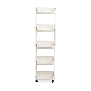 Closeout Beige 5-Tier Organizer Rolling Cart