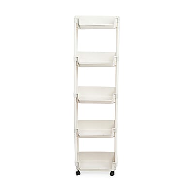 Closeout Beige 5-Tier Organizer Rolling Cart