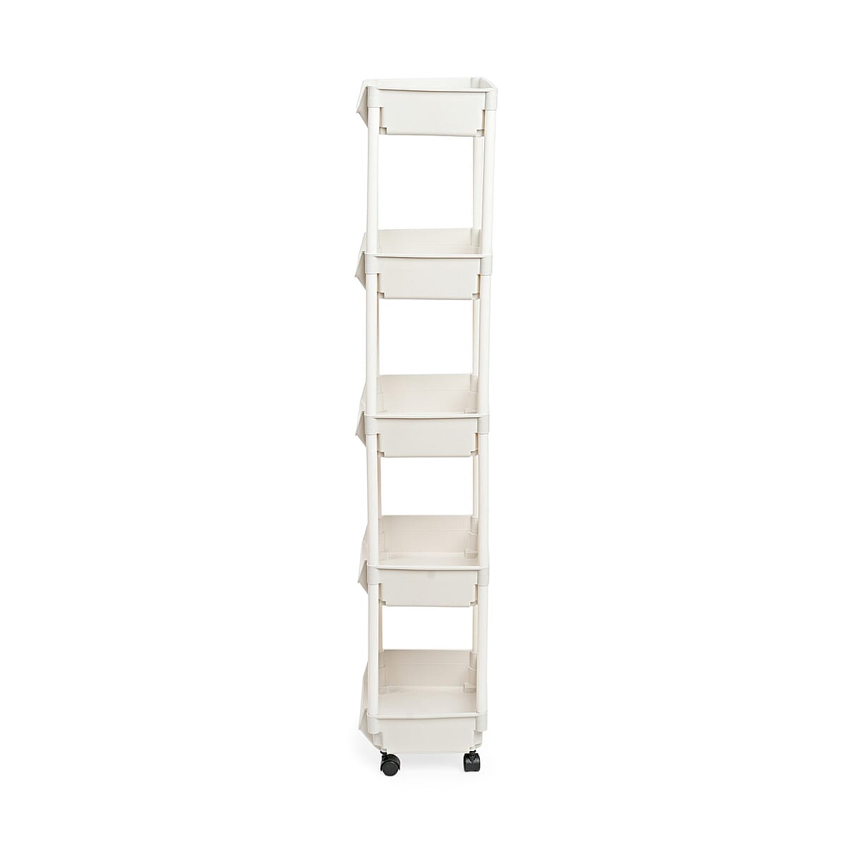 Closeout Beige 5-Tier Organizer Rolling Cart image number 4