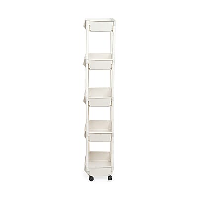 Closeout Beige 5-Tier Organizer Rolling Cart