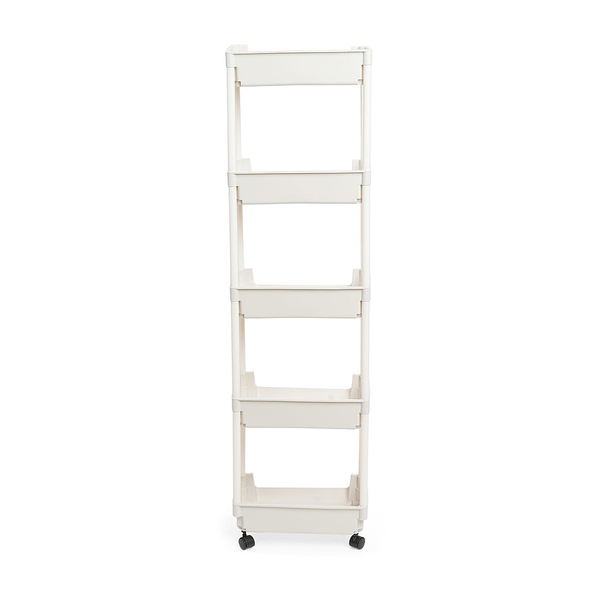 Closeout Beige 5-Tier Organizer Rolling Cart image number 5