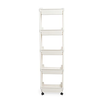 Closeout Beige 5-Tier Organizer Rolling Cart