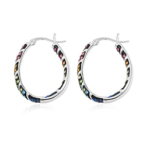 Simulated Rainbow Diamond Earrings in Silvertone 2.65 ctw