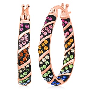 Simulated Rainbow Diamond Earrings in Rosetone