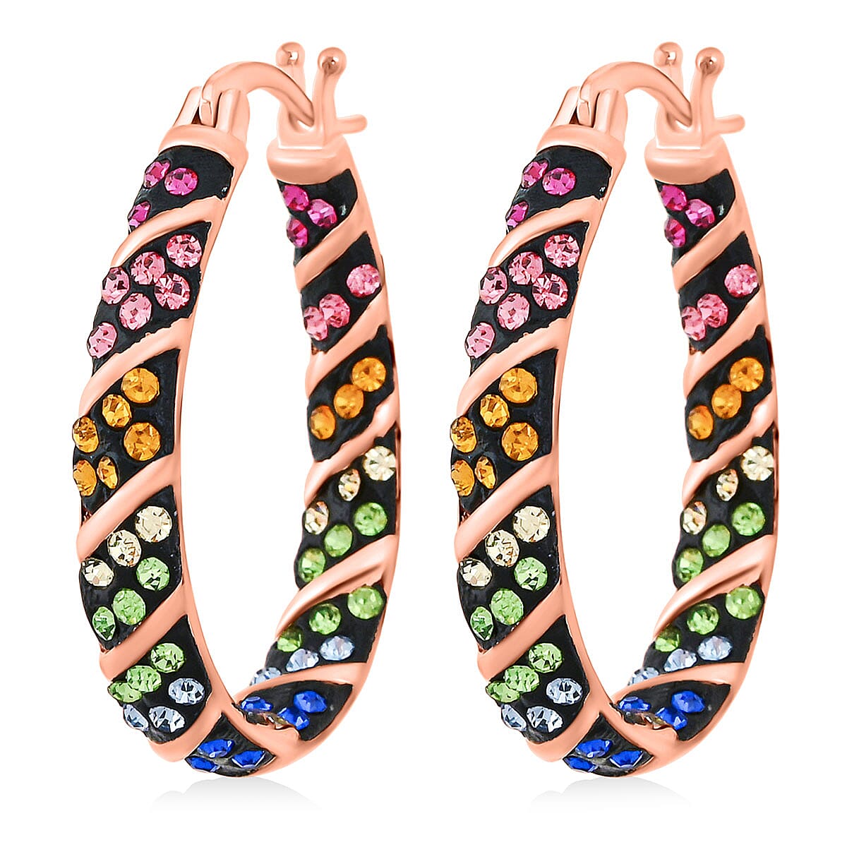 Simulated Rainbow Diamond Earrings in Rosetone image number 2