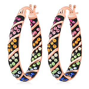 Simulated Rainbow Diamond Earrings in Rosetone