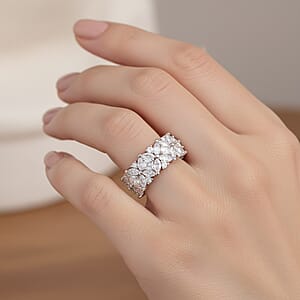 Simulated Diamond Ring in Silvertone (Size 10.0)