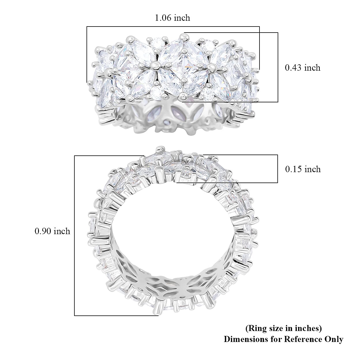 Simulated Diamond Ring in Silvertone (Size 10.0) image number 4